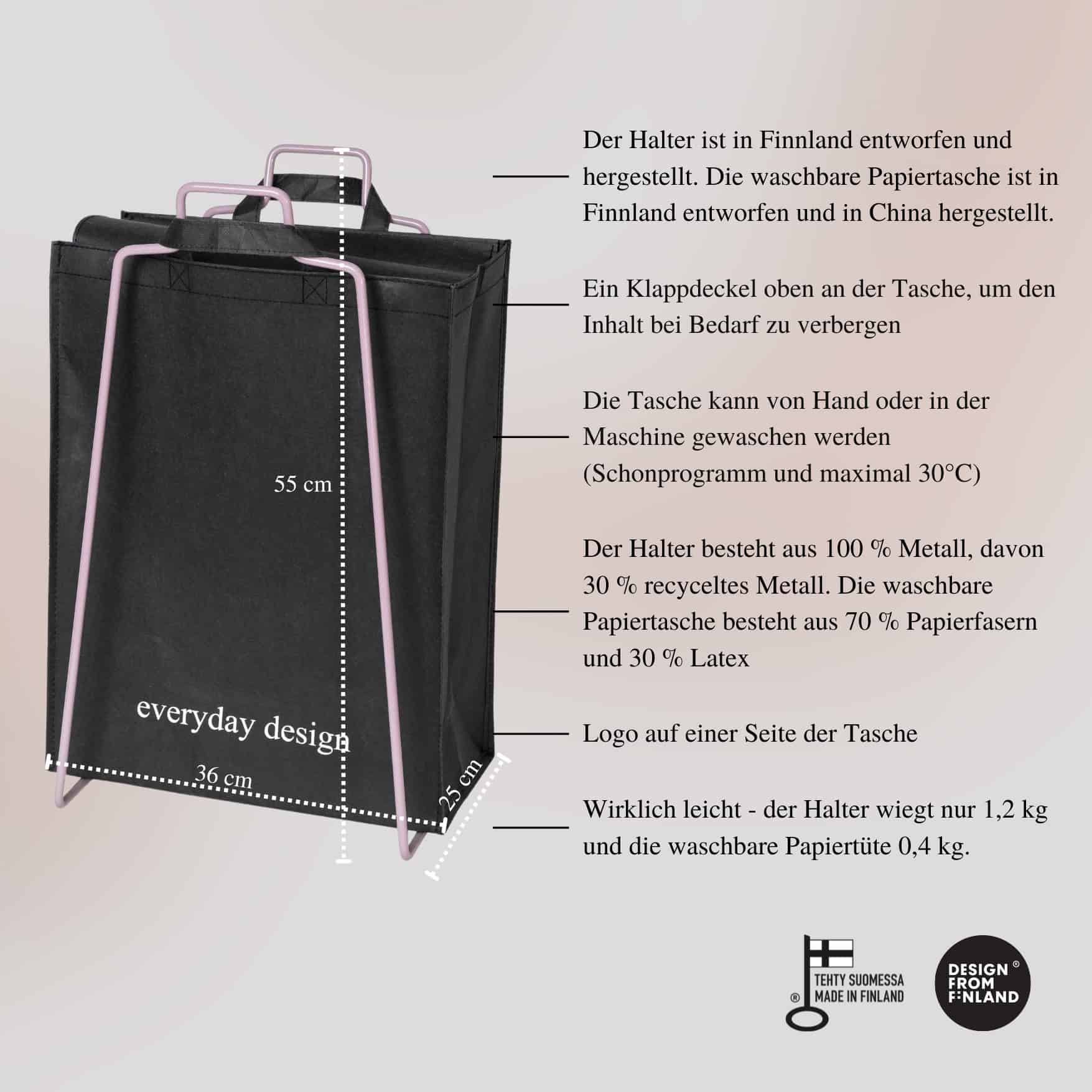 HELSINKI Papiertütenhalter lavendel und eine waschbare Papiertasche