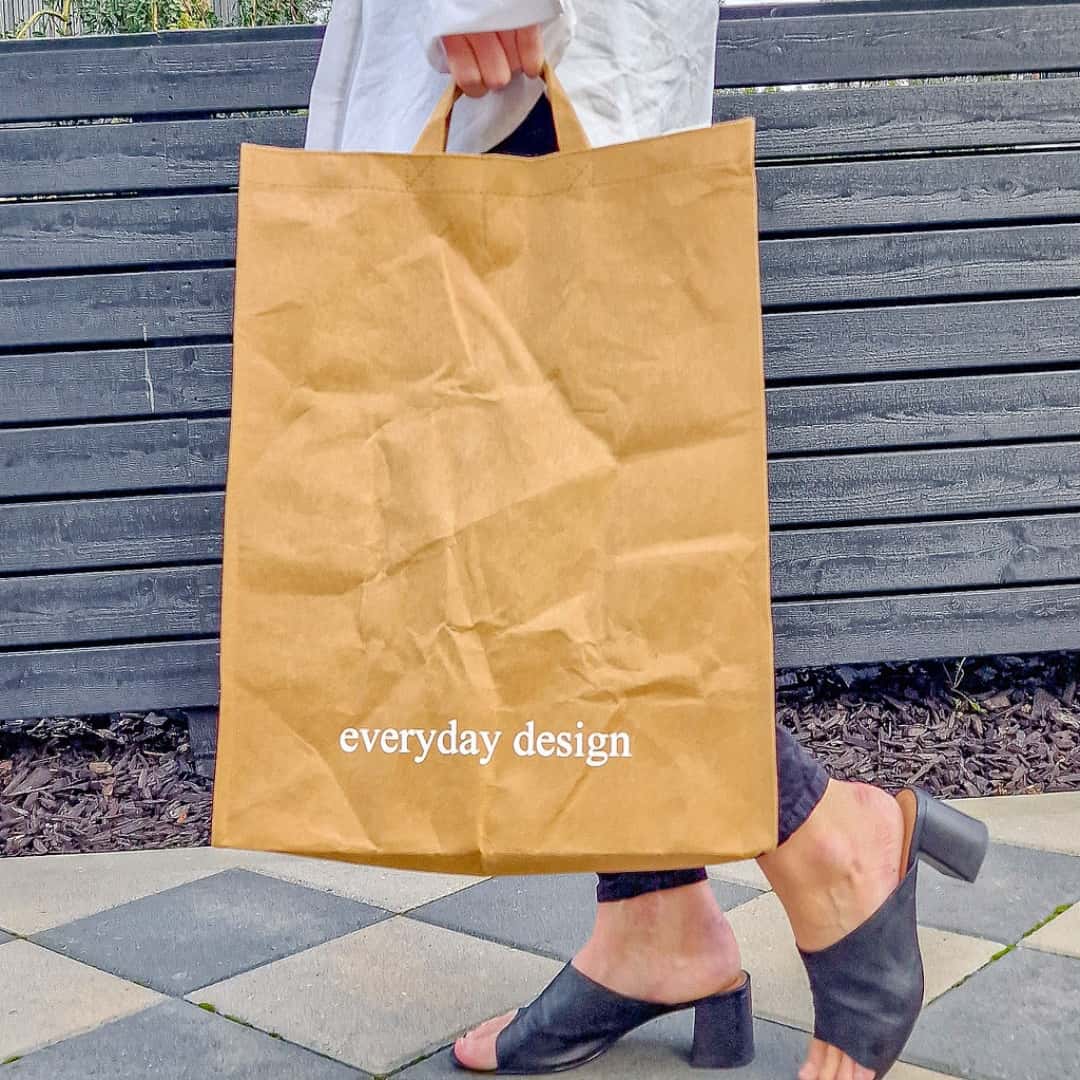 HELSINKI-Papiertütenhalter orange und eine waschbare Papiertasche