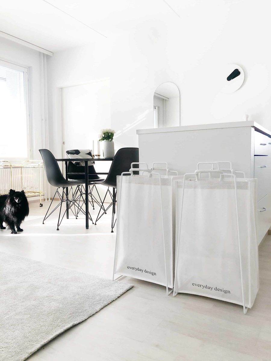 TURKU XL - Recyclinghalter Weiß + XL-Tasche