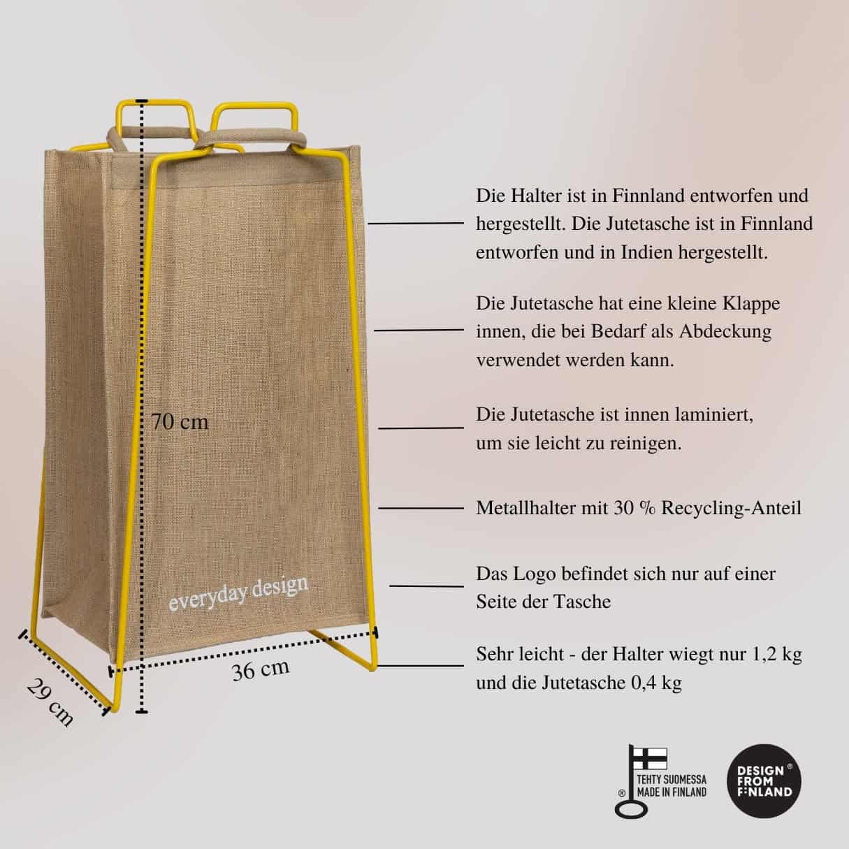 TURKU XL-Halter gelb + TURKU XL-Tasche