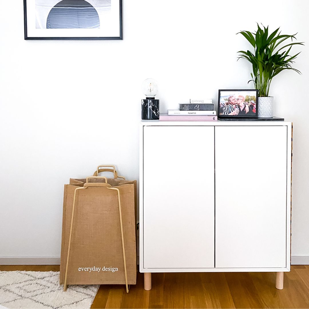 HELSINKI-Papiertütenhalter beige mit Jutetasche