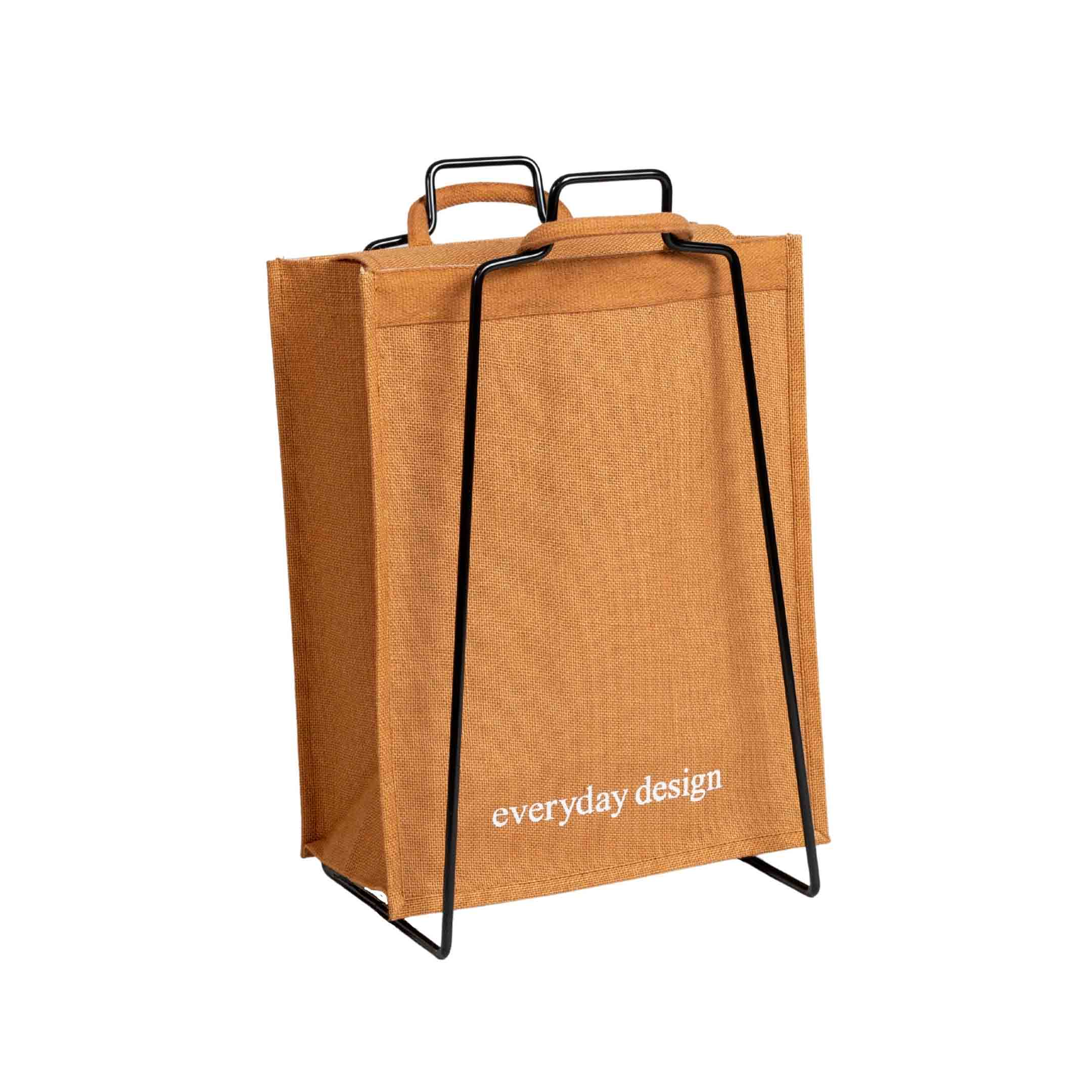 HELSINKI-Papiertütenhalter schwarz mit Jutetasche