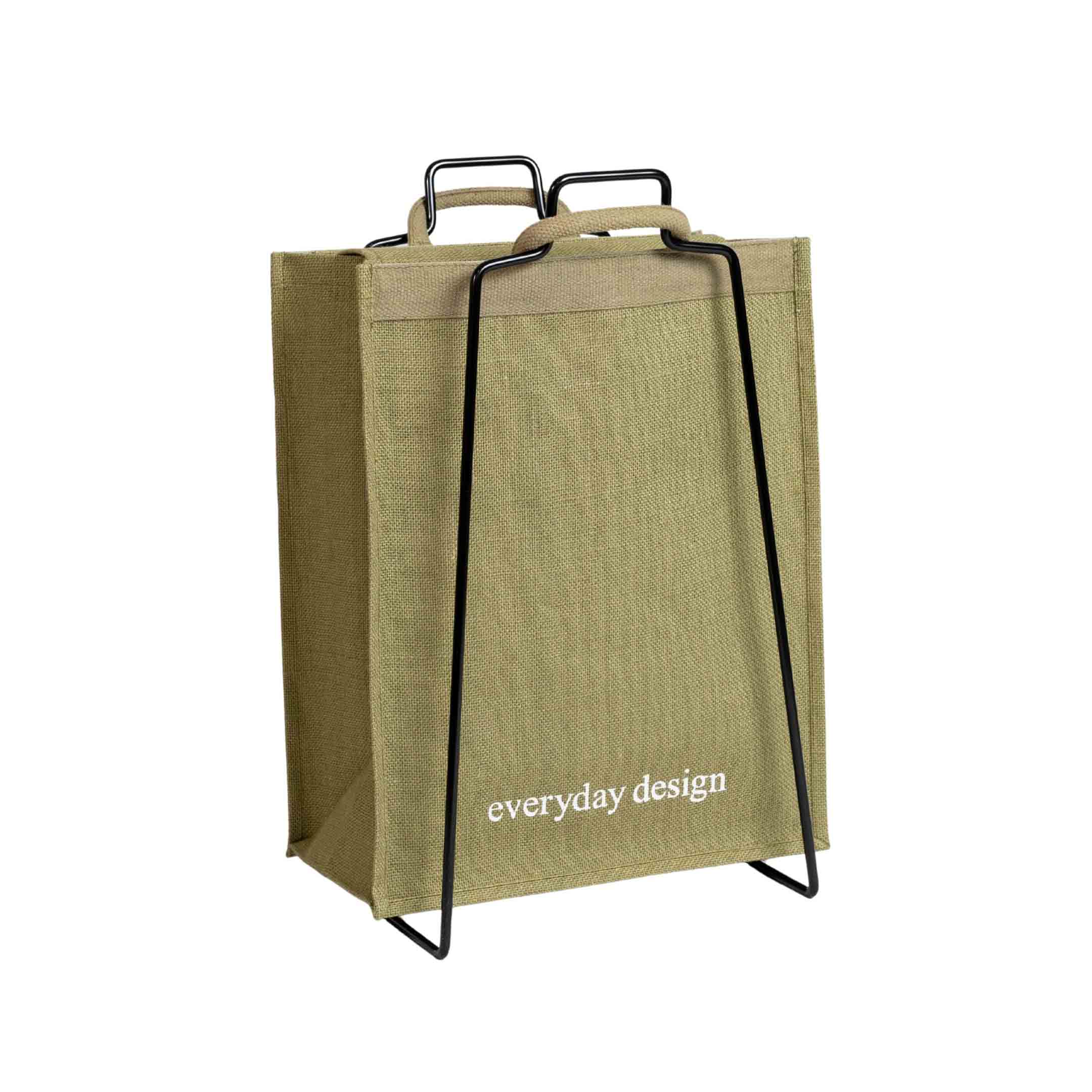 HELSINKI-Papiertütenhalter schwarz mit Jutetasche