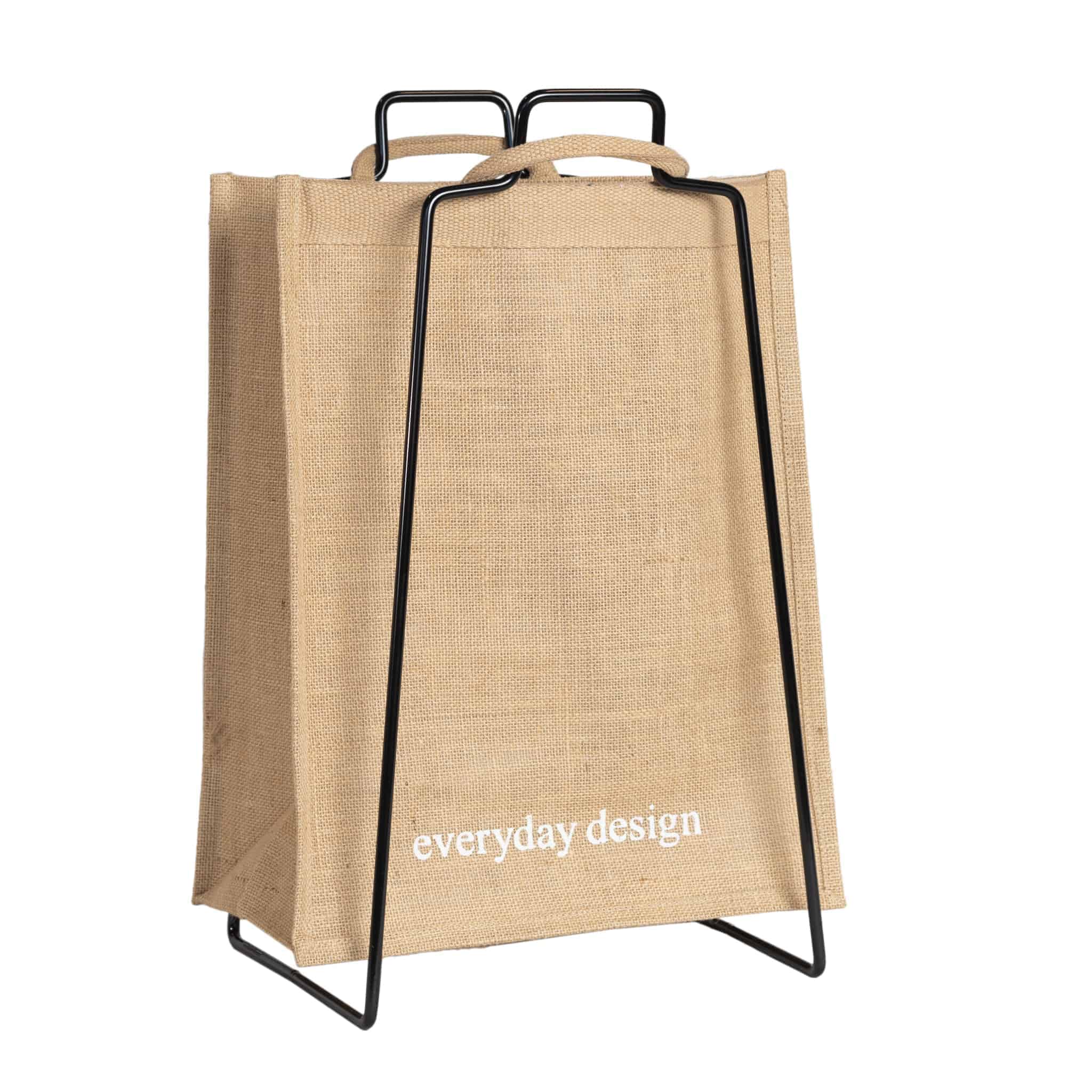 HELSINKI-Papiertütenhalter schwarz mit Jutetasche