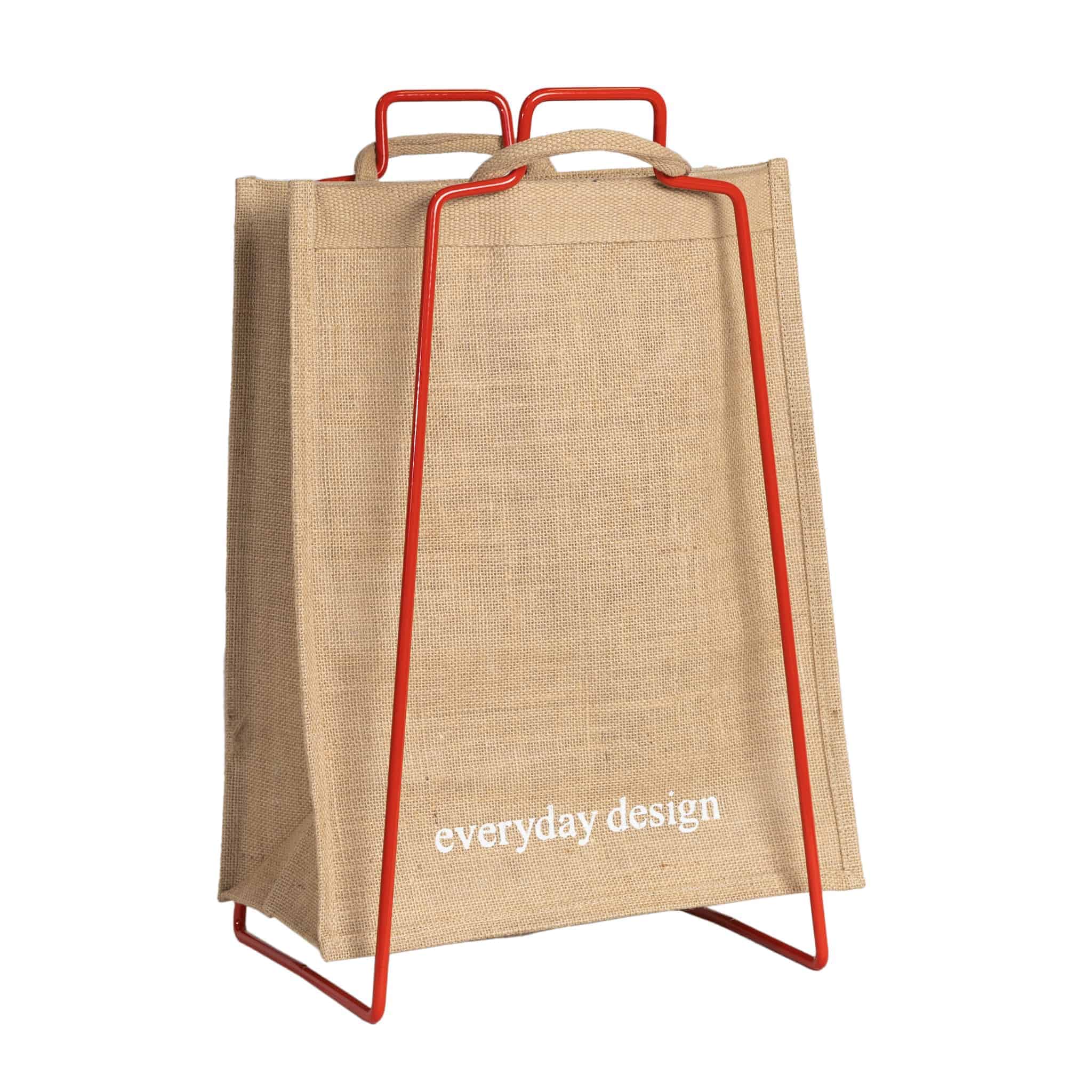 HELSINKI-Papiertütenhalter rot mit Jutetasche