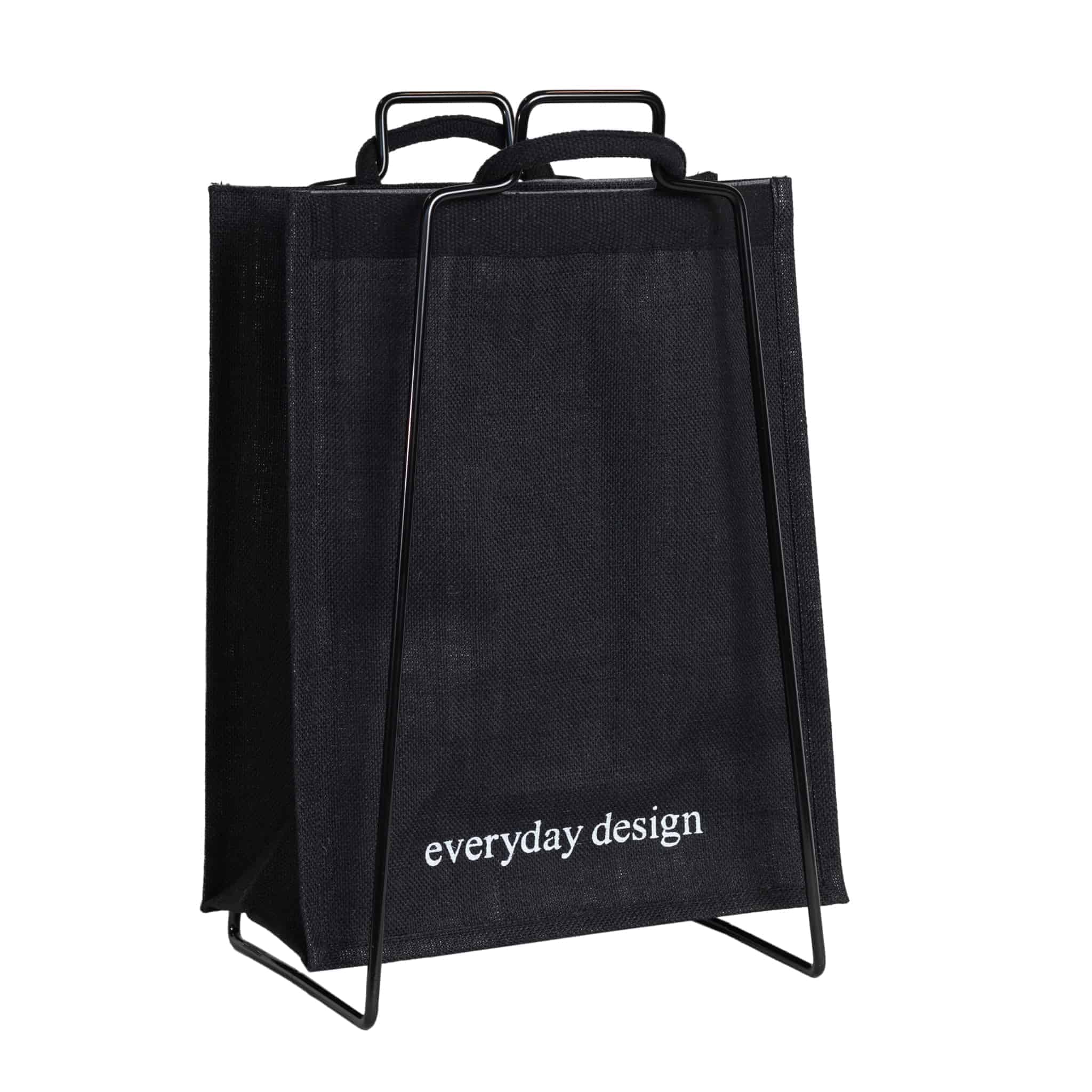 HELSINKI-Papiertütenhalter schwarz mit Jutetasche