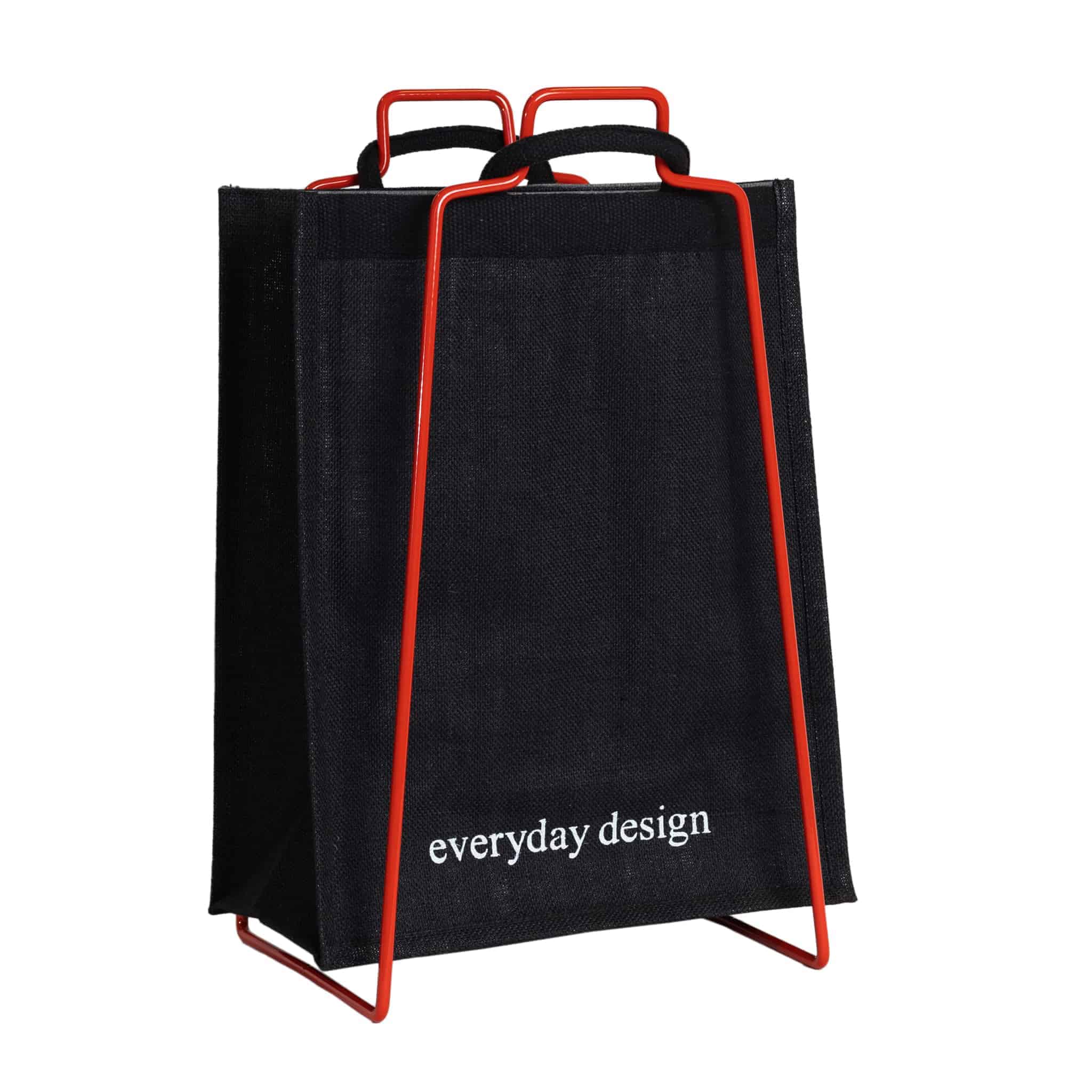 HELSINKI-Papiertütenhalter rot mit Jutetasche