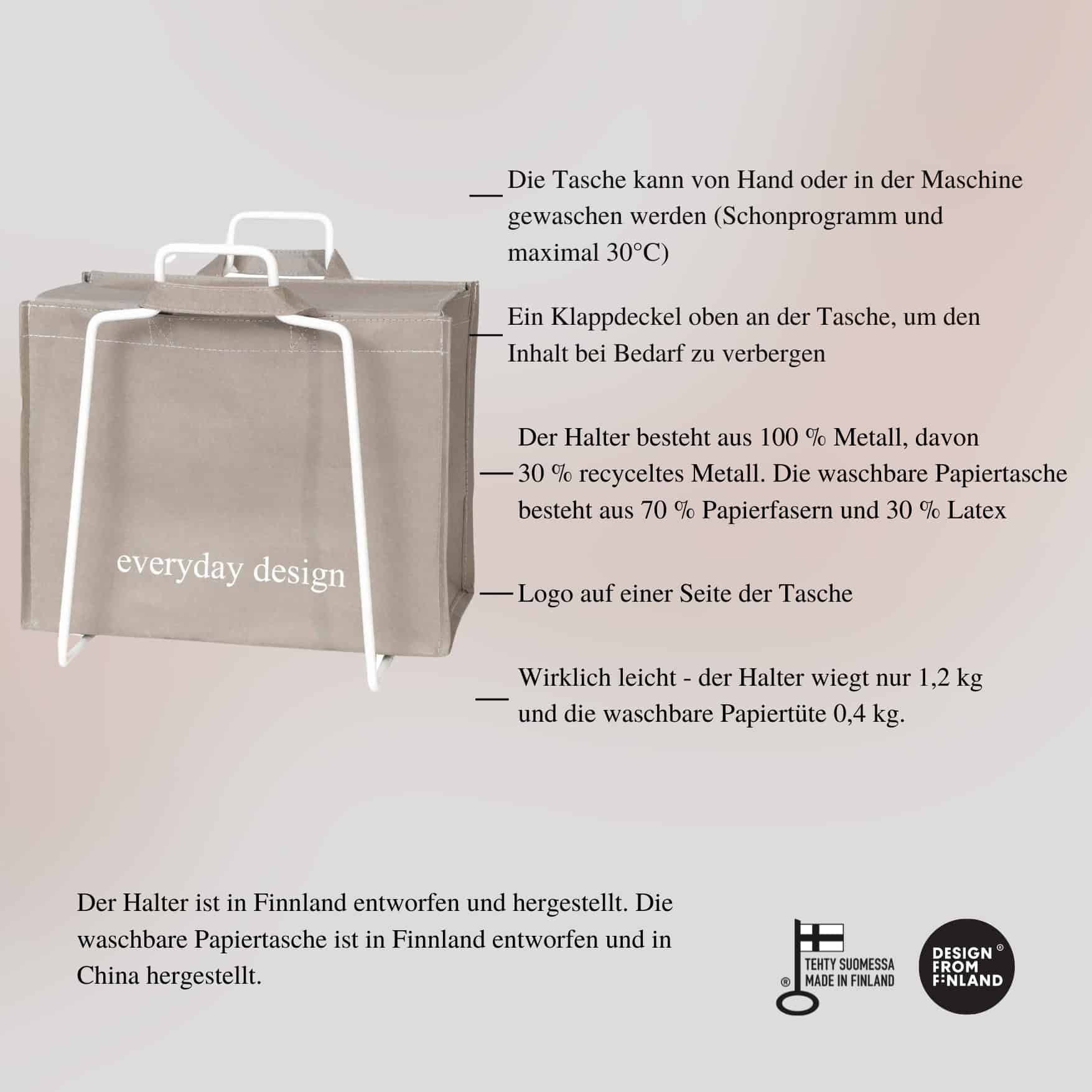 LAHTI-Halter und eine waschbare Papiertasche