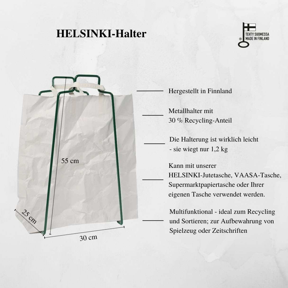 HELSINKI - Papiertütenhalter moosgrün