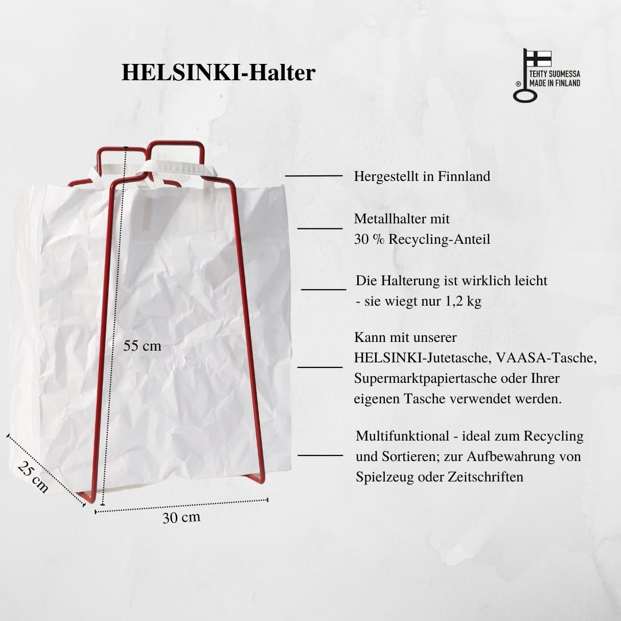 HELSINKI Papiertütenhalter Rubinrot