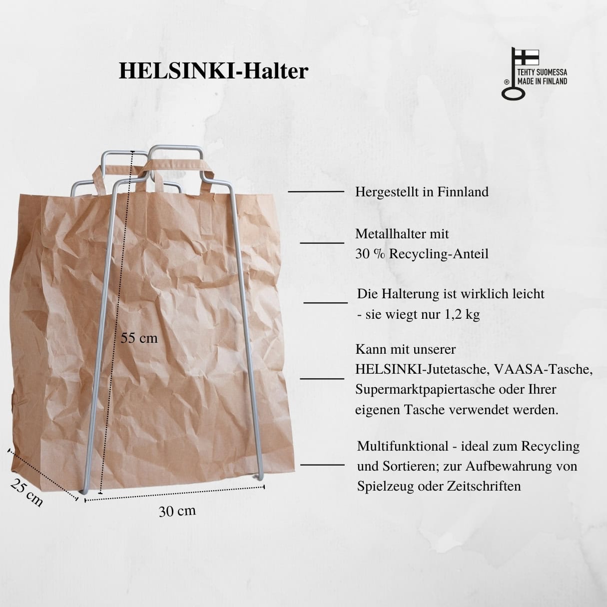 HELSINKI-Papiertütenhalter silber﻿