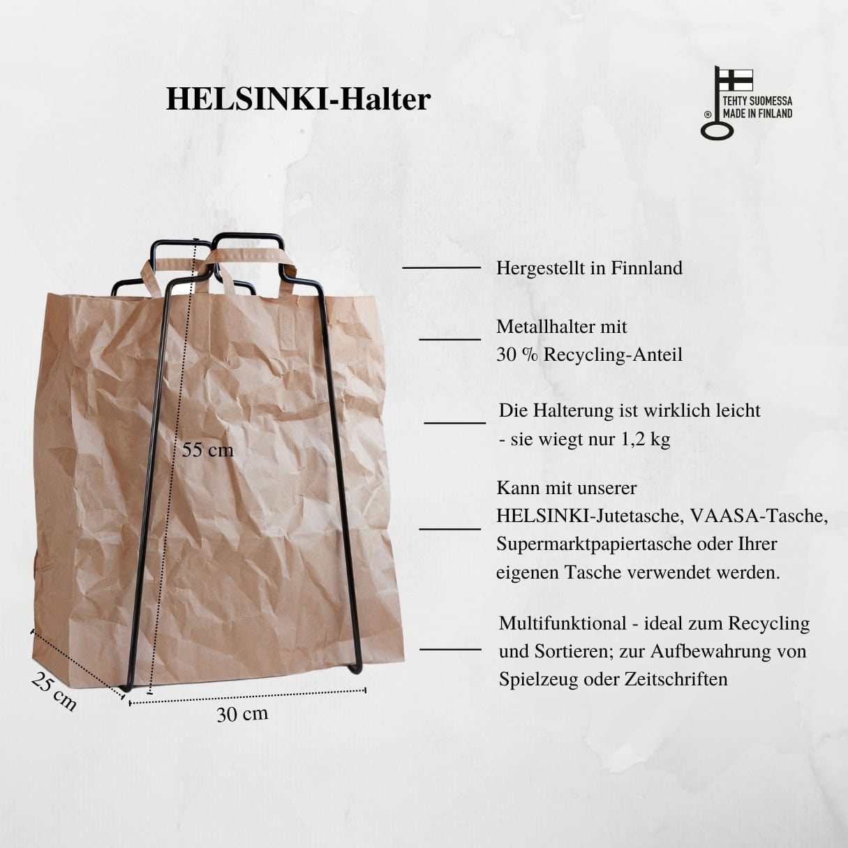HELSINKI-Papiertütenhalter schwarz