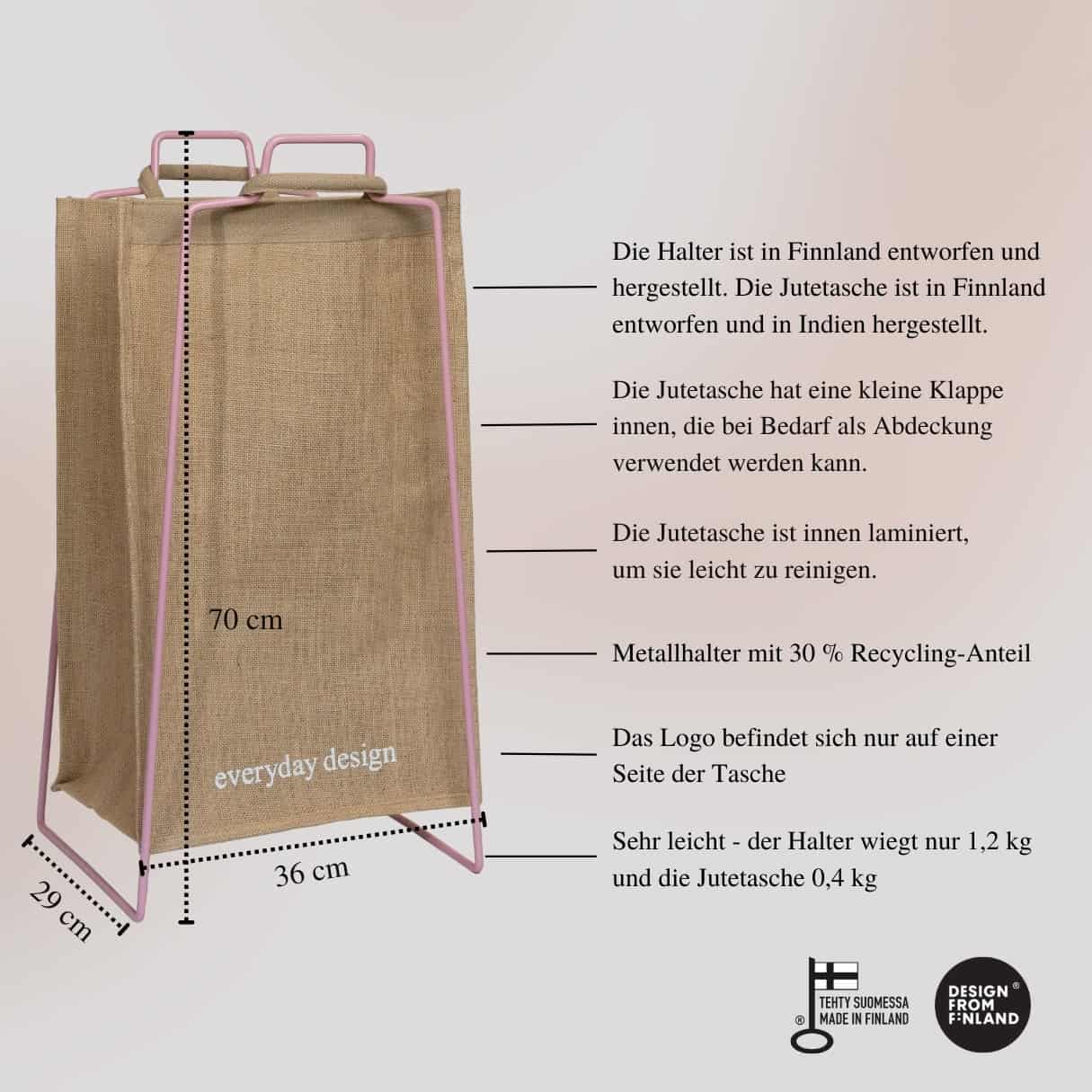 TURKU XL-Halter ﻿rosa + TURKU XL-Tasche