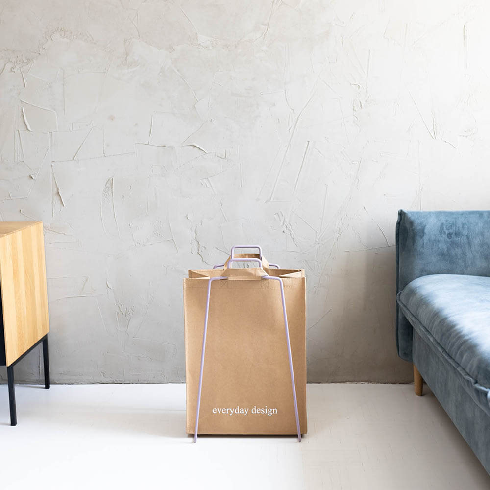 HELSINKI Papiertütenhalter lavendel und eine waschbare Papiertasche