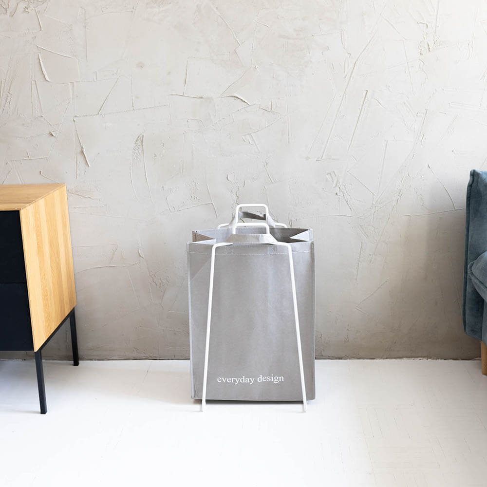 HELSINKI-Papiertütenhalter weiß und eine waschbare Papiertasche