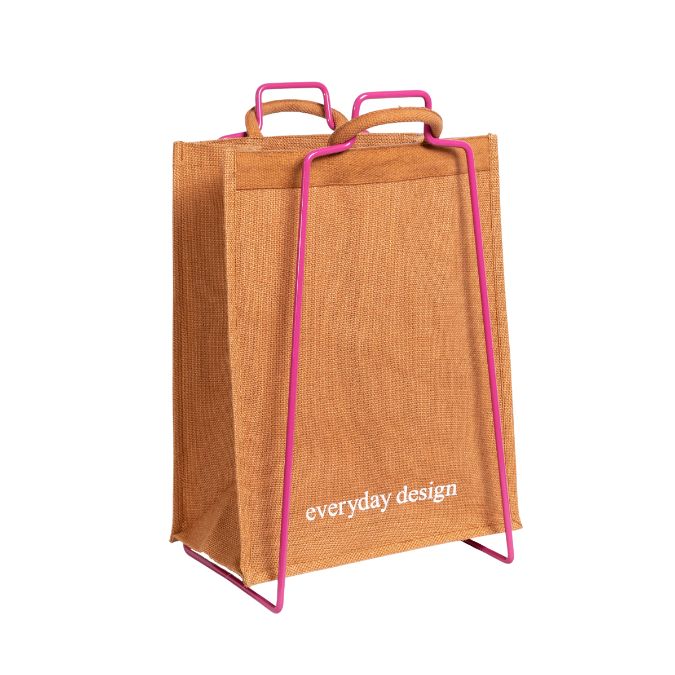 HELSINKI - Papiertütenhalter himbeerrot mit Jutetasche