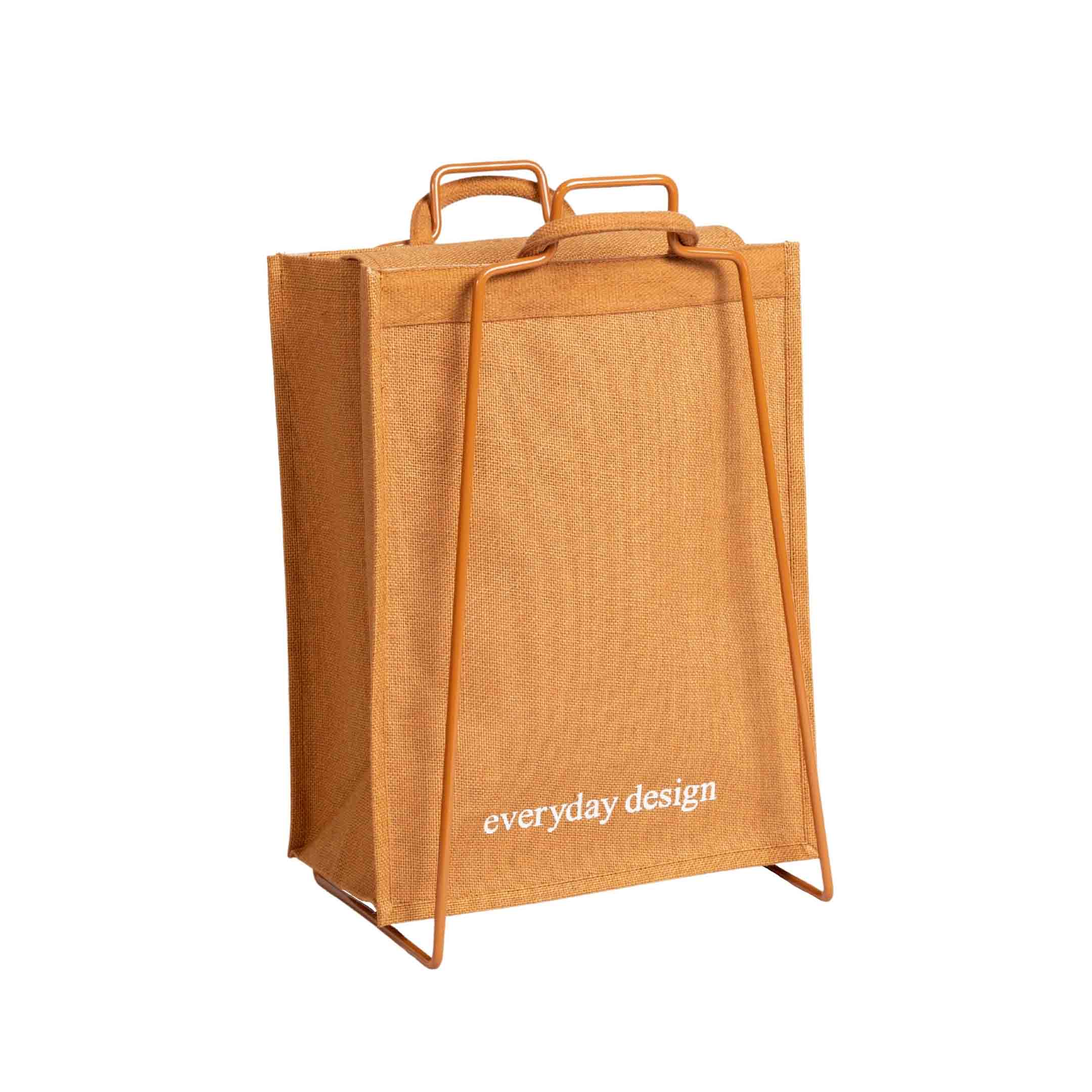 HELSINKI-Papiertütenhalter karamellbraun mit Jutetasche