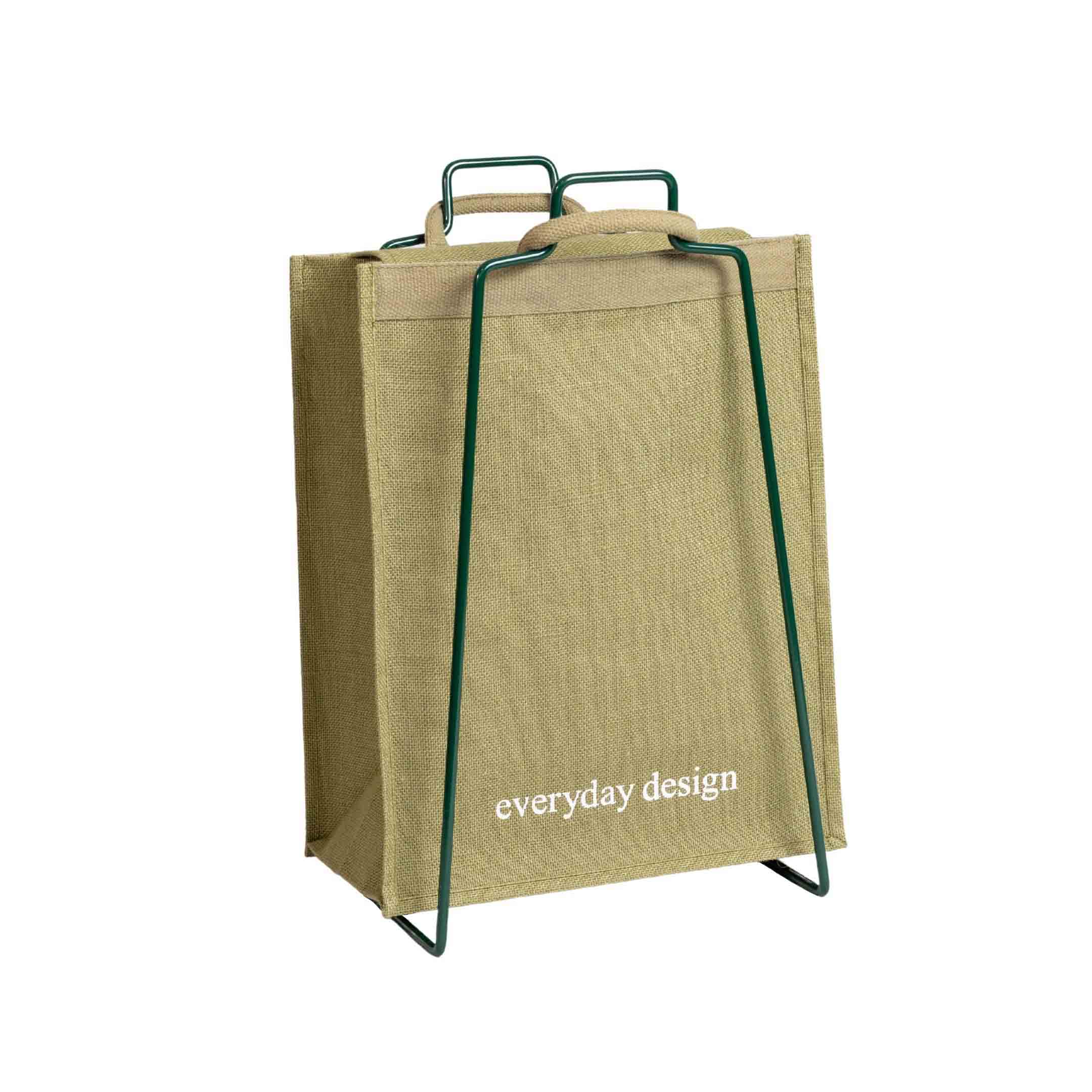 HELSINKI - Papiertütenhalter moosgrün mit Jutetasche
