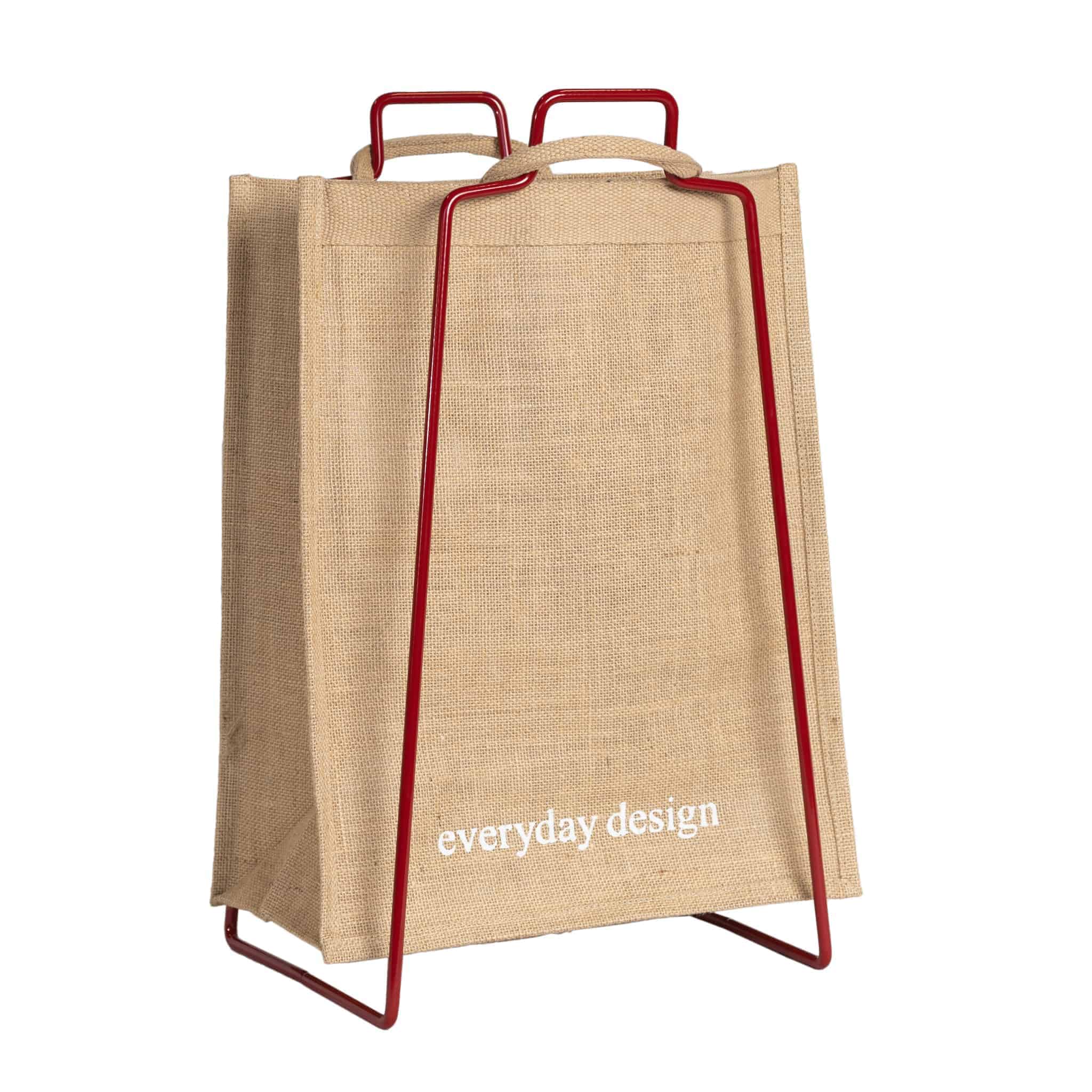 HELSINKI Papiertütenhalter Rubinrot + HELSINKI-Jutetasche