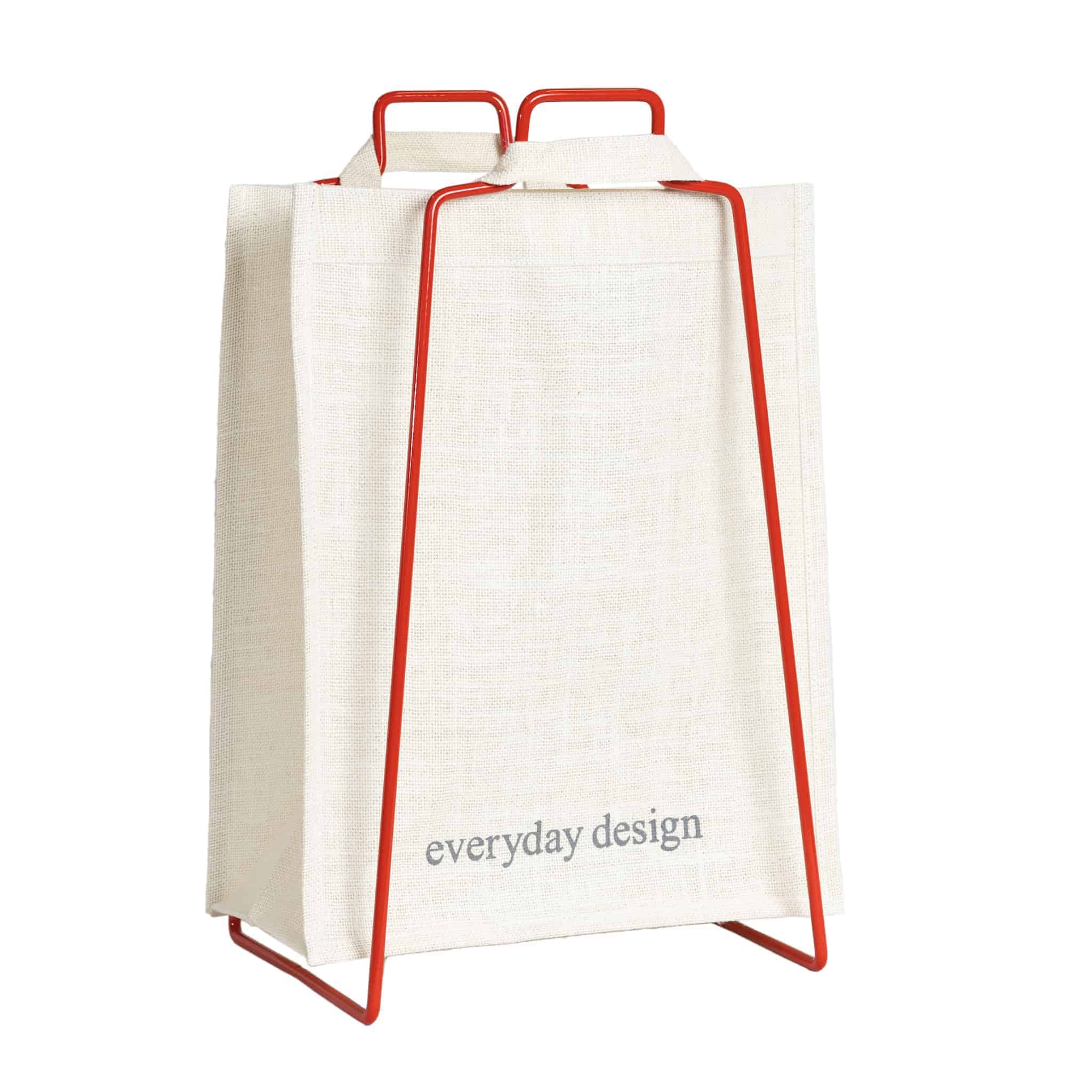 HELSINKI-Papiertütenhalter rot mit Jutetasche
