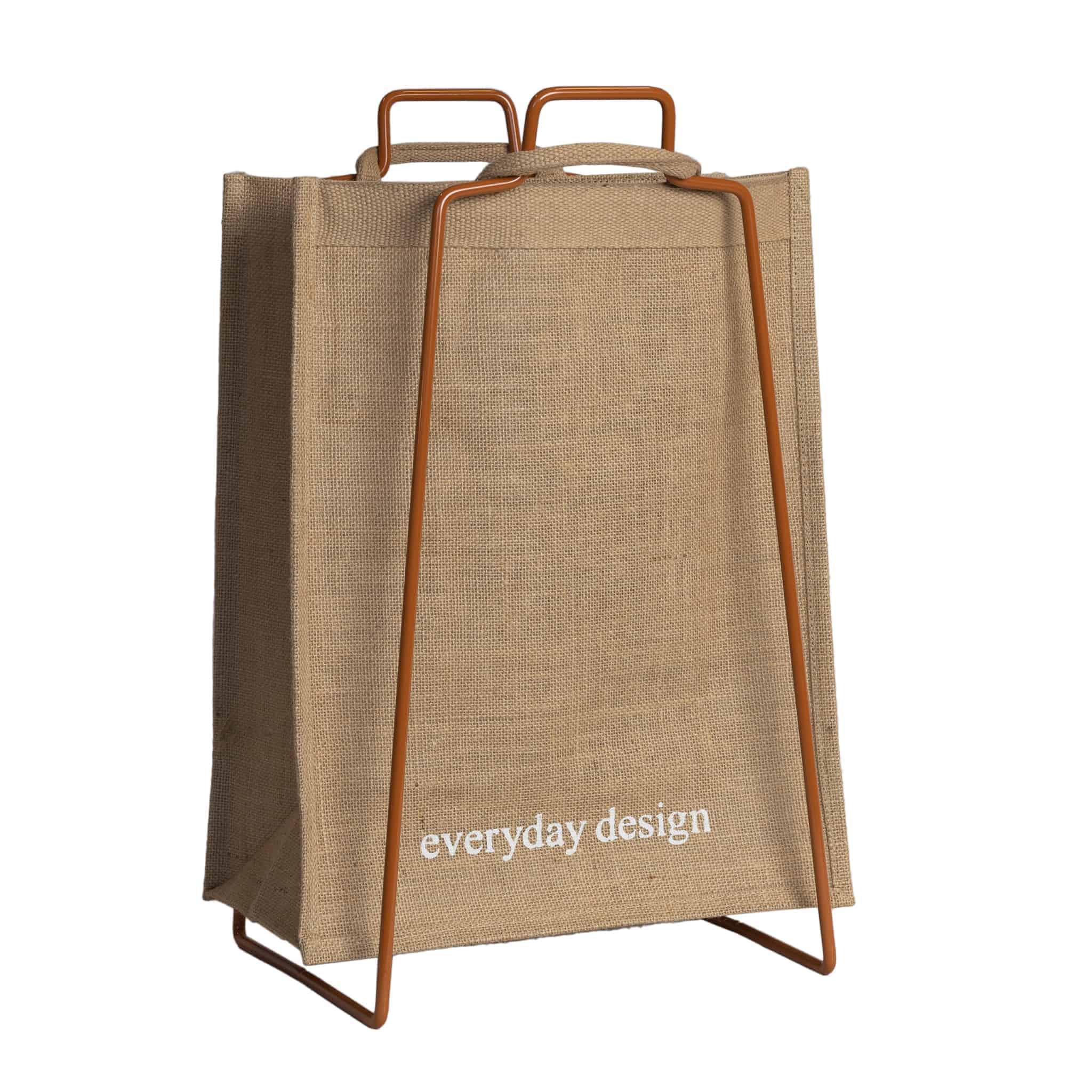 HELSINKI-Papiertütenhalter karamellbraun mit Jutetasche